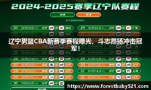辽宁男篮CBA新赛季赛程曝光，斗志昂扬冲击冠军！